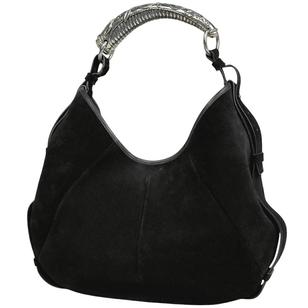 Saint Laurent Yves Mombasa Handbag Hobo Suede Black